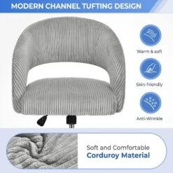 Light Grey Modern Swivel And Adjustable Task Chair Tufted Office Chair With Gold Base -More Furniture Store light grey jearey task chairs e31bgy hd gy fa 1000