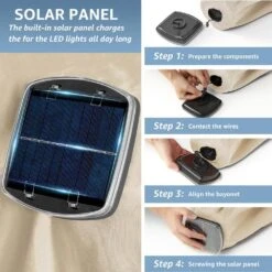 10 Ft. Steel Lighted Market Tilt Solar Umbrella With Crank In Beige And Brown Splicing -More Furniture Store market umbrellas 10dz zzs bbs 77 1000