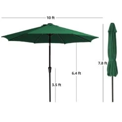 10 Ft. Steel Lighted Market Tilt Solar Umbrella With Crank In Dark Green