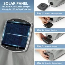 10 Ft. Steel Lighted Market Tilt Solar Umbrella With Crank In Gray And Blue Splicing -More Furniture Store market umbrellas 10dz zzs gbs 77 1000