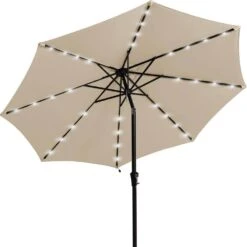 10 Ft. Steel Outdoor Patio Market Umbrella With Lights In Beige 7 10 Ft. Steel Outdoor Patio Market Umbrella With Lights In Beige -More Furniture Store market umbrellas 11cbzzs beige 4f 1000