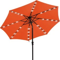 10 Ft. Steel Outdoor Patio Market Umbrella With Lights In Orange -More Furniture Store market umbrellas 11cbzzs brown 1f 1000