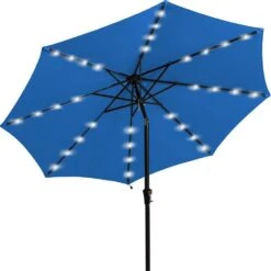 10 Ft. Steel Outdoor Patio Market Umbrella With Lights In Blue 9 10 Ft. Steel Outdoor Patio Market Umbrella With Lights In Blue -More Furniture Store market umbrellas 11cbzzs dg 44 1000