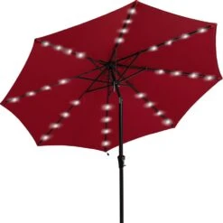 10 Ft. Steel Outdoor Patio Market Umbrella With Lights In Red -More Furniture Store market umbrellas 11cbzzs red 1f 1000