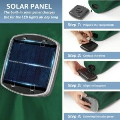 11 Ft. LED Lights Steel Outdoor Market Solar Patio Umbrella In Green -More Furniture Store market umbrellas 11dz zzs dg 1d 1000