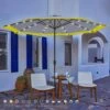 11 Ft. LED Lights Steel Outdoor Market Solar Patio Umbrella In Gray And Yellow