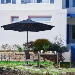 11 Ft. LED Lights Steel Outdoor Market Solar Patio Umbrella In Navy 13 11 Ft. LED Lights Steel Outdoor Market Solar Patio Umbrella In Navy -More Furniture Store market umbrellas 11dz zzs navy 31 1000