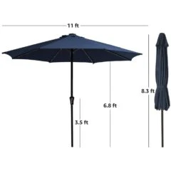11 Ft. LED Lights Steel Outdoor Market Solar Patio Umbrella In Navy 11 11 Ft. LED Lights Steel Outdoor Market Solar Patio Umbrella In Navy -More Furniture Store market umbrellas 11dz zzs navy 77 1000