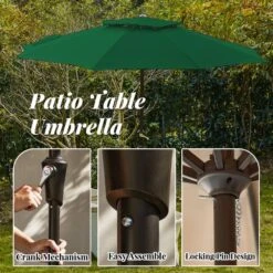 11 Ft. 2 -Tiers 8 Sturdy Ribs Outdoor Market Patio Umbrellas With Crank Lift In Green -More Furniture Store market umbrellas 11sc zzs gn 1d 1000