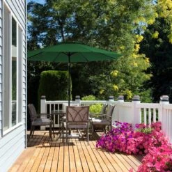 11 Ft. 2 -Tiers 8 Sturdy Ribs Outdoor Market Patio Umbrellas With Crank Lift In Green -More Furniture Store market umbrellas 11sc zzs gn 31 1000