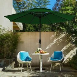 11 Ft. 2 -Tiers 8 Sturdy Ribs Outdoor Market Patio Umbrellas With Crank Lift In Green -More Furniture Store market umbrellas 11sc zzs gn d4 1000