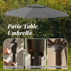 11 Ft. 2 -Tiers 8 Sturdy Ribs Outdoor Market Patio Umbrellas With Crank Lift In Gray 10 11 Ft. 2 -Tiers 8 Sturdy Ribs Outdoor Market Patio Umbrellas With Crank Lift In Gray -More Furniture Store market umbrellas 11sc zzs gy 1d 1000