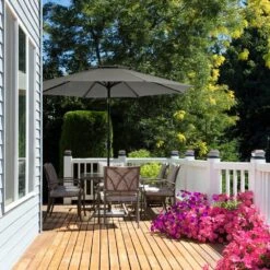 11 Ft. 2 -Tiers 8 Sturdy Ribs Outdoor Market Patio Umbrellas With Crank Lift In Gray 13 11 Ft. 2 -Tiers 8 Sturdy Ribs Outdoor Market Patio Umbrellas With Crank Lift In Gray -More Furniture Store market umbrellas 11sc zzs gy 31 1000