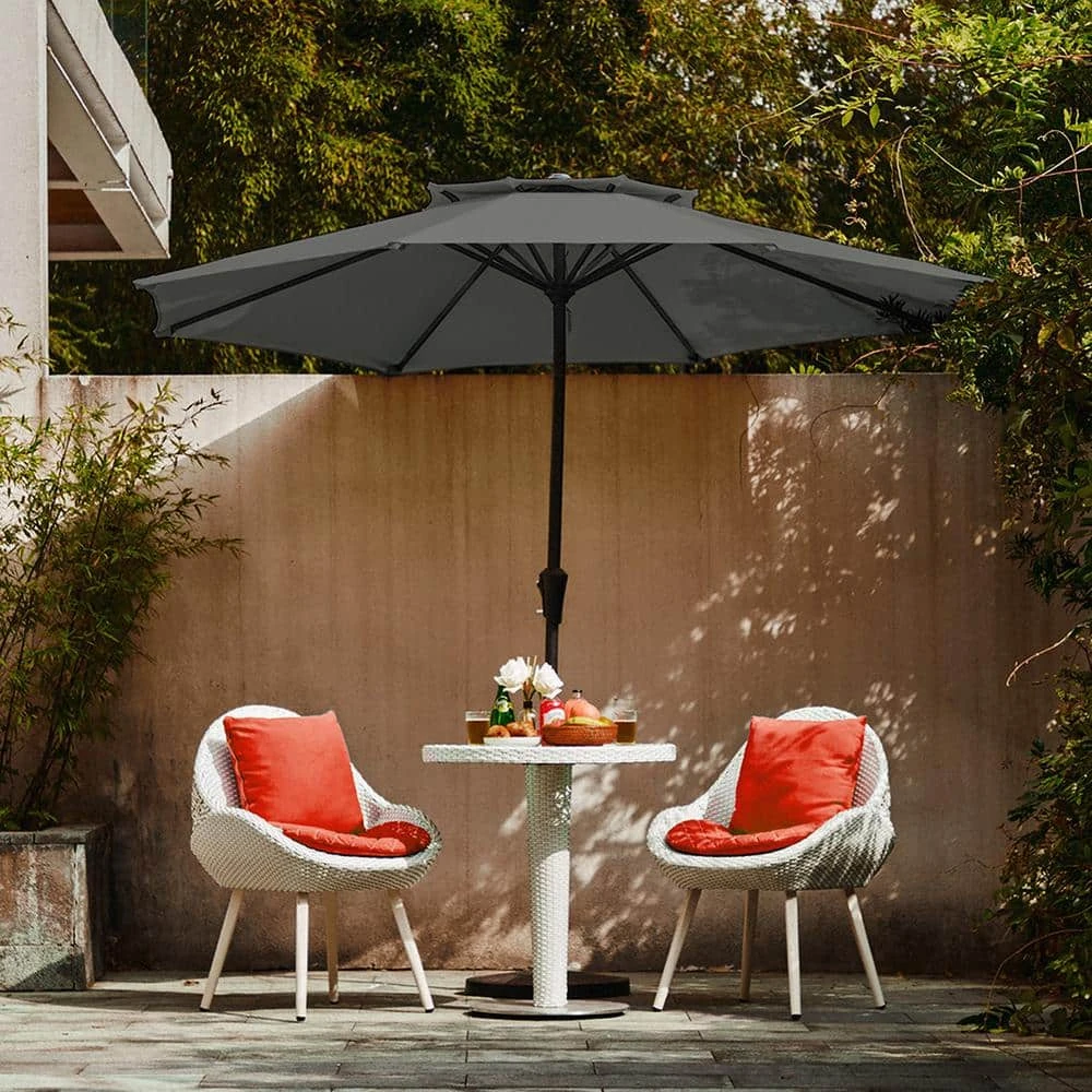 11 Ft. 2 -Tiers 8 Sturdy Ribs Outdoor Market Patio Umbrellas With Crank Lift In Gray 1 11 Ft. 2 -Tiers 8 Sturdy Ribs Outdoor Market Patio Umbrellas With Crank Lift In Gray