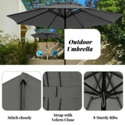 11 Ft. 2 -Tiers 8 Sturdy Ribs Outdoor Market Patio Umbrellas With Crank Lift In Gray 9 11 Ft. 2 -Tiers 8 Sturdy Ribs Outdoor Market Patio Umbrellas With Crank Lift In Gray -More Furniture Store market umbrellas 11sc zzs gy a0 1000