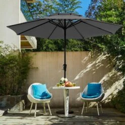 11 Ft. 2 -Tiers 8 Sturdy Ribs Outdoor Market Patio Umbrellas With Crank Lift In Gray 12 11 Ft. 2 -Tiers 8 Sturdy Ribs Outdoor Market Patio Umbrellas With Crank Lift In Gray -More Furniture Store market umbrellas 11sc zzs gy d4 1000