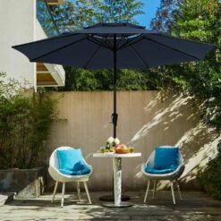 11 Ft. 2 -Tiers 8 Sturdy Ribs Outdoor Market Patio Umbrellas With Crank Lift In Navy 12 11 Ft. 2 -Tiers 8 Sturdy Ribs Outdoor Market Patio Umbrellas With Crank Lift In Navy -More Furniture Store market umbrellas 11sc zzs ny d4 1000