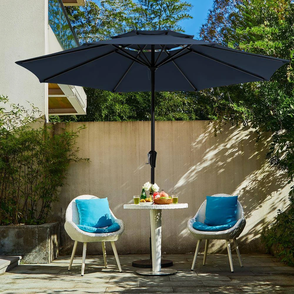 11 Ft. 2 -Tiers 8 Sturdy Ribs Outdoor Market Patio Umbrellas With Crank Lift In Navy 6 11 Ft. 2 -Tiers 8 Sturdy Ribs Outdoor Market Patio Umbrellas With Crank Lift In Navy - Image 6