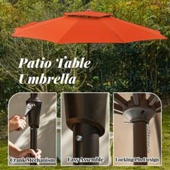 11 Ft. 2 -Tiers 8 Sturdy Ribs Outdoor Market Patio Umbrellas With Crank Lift In Orange -More Furniture Store market umbrellas 11sc zzs oe 1d 1000