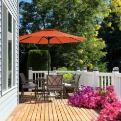 11 Ft. 2 -Tiers 8 Sturdy Ribs Outdoor Market Patio Umbrellas With Crank Lift In Orange -More Furniture Store market umbrellas 11sc zzs oe 31 1000