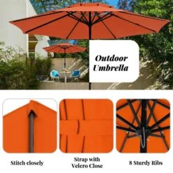 11 Ft. 2 -Tiers 8 Sturdy Ribs Outdoor Market Patio Umbrellas With Crank Lift In Orange -More Furniture Store market umbrellas 11sc zzs oe a0 1000