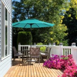 11 Ft. 2 -Tiers 8 Sturdy Ribs Outdoor Market Patio Umbrellas With Crank Lift In Peacock Blue -More Furniture Store market umbrellas 11sc zzs pb 31 1000