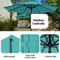 11 Ft. 2 -Tiers 8 Sturdy Ribs Outdoor Market Patio Umbrellas With Crank Lift In Peacock Blue -More Furniture Store market umbrellas 11sc zzs pb a0 1000
