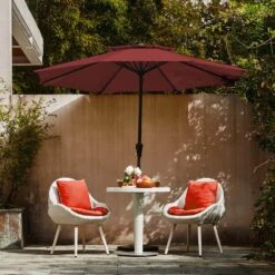 11 Ft. 2 -Tiers 8 Sturdy Ribs Outdoor Market Patio Umbrellas With Crank Lift In Red