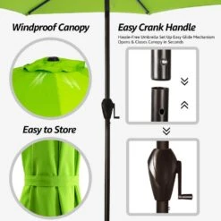 11 Ft. Steel Crank Lift Patio Umbrella In Apple Green -More Furniture Store market umbrellas 11zzs agreen 1d 1000