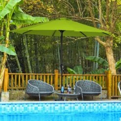 11 Ft. Steel Crank Lift Patio Umbrella In Apple Green -More Furniture Store market umbrellas 11zzs agreen 31 1000