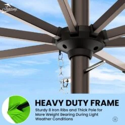 11 Ft. Steel Crank Lift Patio Umbrella In Apple Green -More Furniture Store market umbrellas 11zzs agreen 40 1000