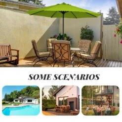 11 Ft. Steel Crank Lift Patio Umbrella In Apple Green -More Furniture Store market umbrellas 11zzs agreen d4 1000