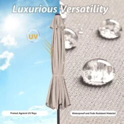 11 Ft. Steel Crank Lift Patio Umbrella In Beige -More Furniture Store market umbrellas 11zzs beige a0 1000