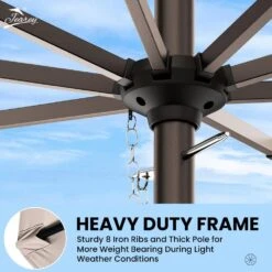 11 Ft. Steel Crank Lift Patio Umbrella In Beige -More Furniture Store market umbrellas 11zzs beige d4 1000