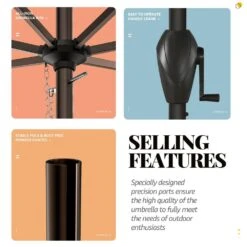 11 Ft. Steel Crank Lift Patio Umbrella In Brown -More Furniture Store market umbrellas 11zzs brown a0 1000