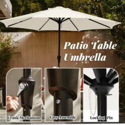 11 Ft. Steel Crank Lift Patio Umbrella In Creamy White -More Furniture Store market umbrellas 11zzs cwhite 40 1000