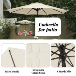 11 Ft. Steel Crank Lift Patio Umbrella In Creamy White -More Furniture Store market umbrellas 11zzs cwhite 77 1000