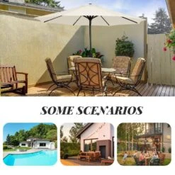 11 Ft. Steel Crank Lift Patio Umbrella In Creamy White -More Furniture Store market umbrellas 11zzs cwhite a0 1000