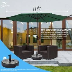 11 Ft. Steel Crank Lift Patio Umbrella In Green -More Furniture Store market umbrellas 11zzs green 31 1000
