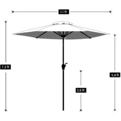 11 Ft. Steel Crank Lift Patio Umbrella In Green -More Furniture Store market umbrellas 11zzs green 77 1000