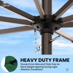 11 Ft. Steel Crank Lift Patio Umbrella In Green -More Furniture Store market umbrellas 11zzs green d4 1000