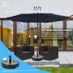 11 Ft. Steel Crank Lift Patio Umbrella In Navy -More Furniture Store market umbrellas 11zzs navy 31 1000