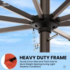 11 Ft. Steel Crank Lift Patio Umbrella In Orange -More Furniture Store market umbrellas 11zzs orange 1d 1000