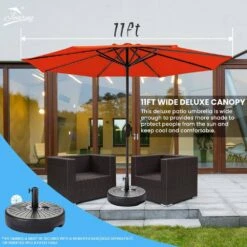 11 Ft. Steel Crank Lift Patio Umbrella In Orange -More Furniture Store market umbrellas 11zzs orange 31 1000