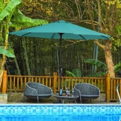 11 Ft. Steel Crank Lift Patio Umbrella In Peacock Blue -More Furniture Store market umbrellas 11zzs pblue 31 1000
