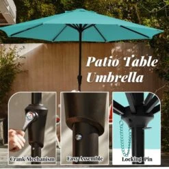 11 Ft. Steel Crank Lift Patio Umbrella In Peacock Blue -More Furniture Store market umbrellas 11zzs pblue 40 1000