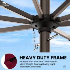 11 Ft. Steel Crank Lift Patio Umbrella In Red -More Furniture Store market umbrellas 11zzs red 1d 1000