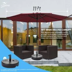 11 Ft. Steel Crank Lift Patio Umbrella In Red -More Furniture Store market umbrellas 11zzs red 31 1000