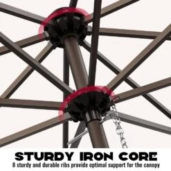 9FT Two Layer Wind Vent Patio Market Umbrella With Push Button And Tilt Crank Lifting In Beige 12 9FT Two Layer Wind Vent Patio Market Umbrella With Push Button And Tilt Crank Lifting In Beige -More Furniture Store market umbrellas 2ly 9ft be 1d 1000