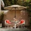 9FT Two Layer Wind Vent Patio Market Umbrella With Push Button And Tilt Crank Lifting In Beige